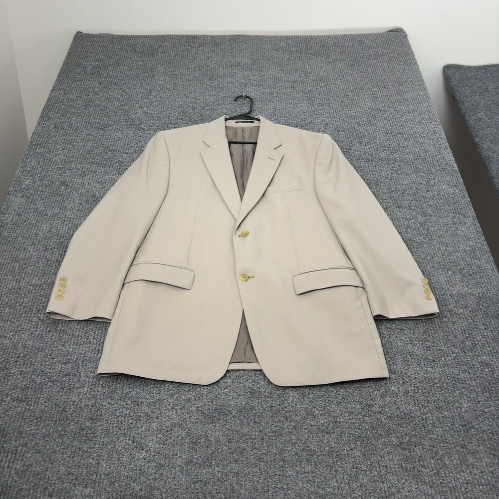 Vintage Ralph Lauren Blazer Mens Tan Wool Two Button Ventless Classic Business